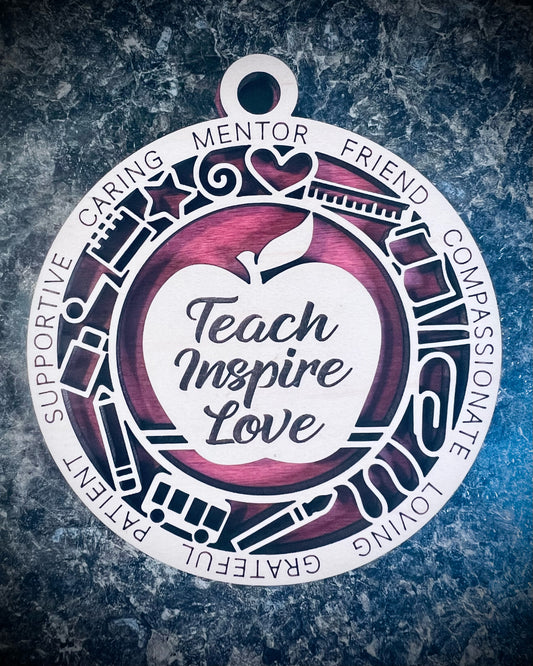 Teacher Ornament - Round with Icons - Generic