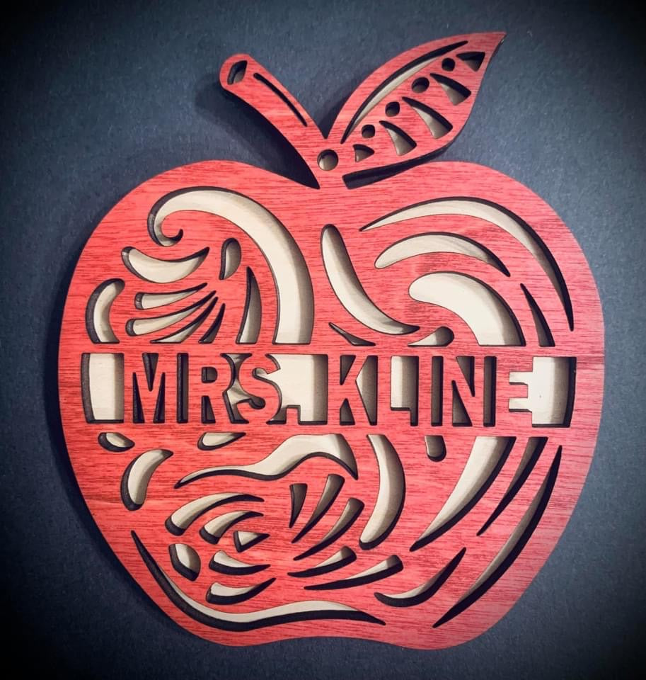 Teacher Ornament - Apple with Swirls - Personalized