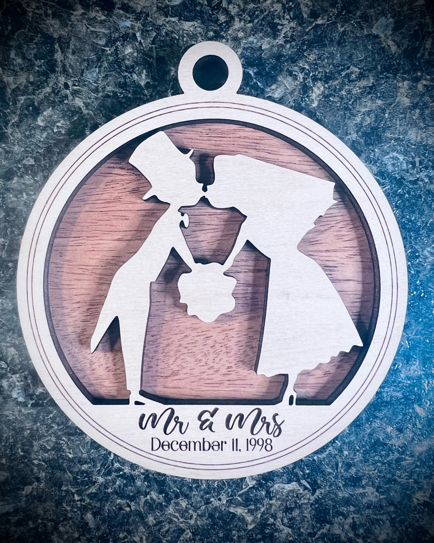 Mr & Mrs Wood Ornament